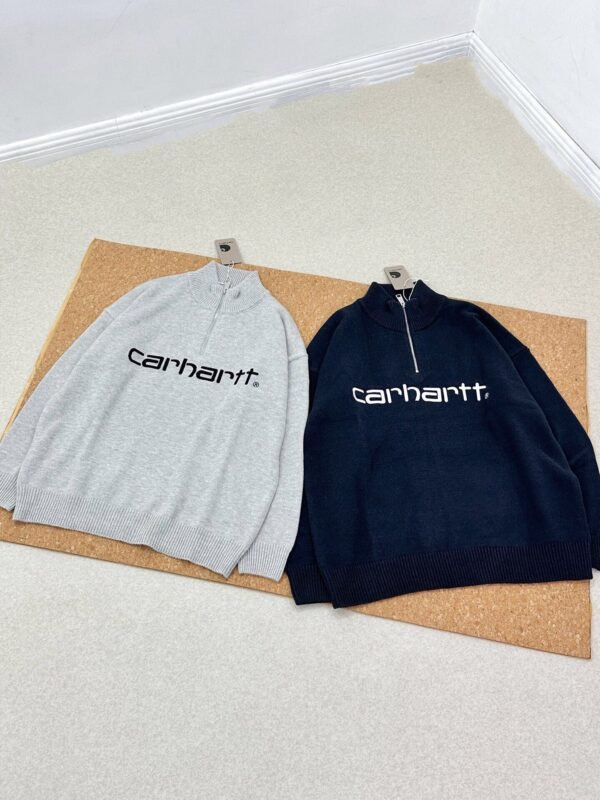 car-hat stand collar knitted sweatshirt - Image 2
