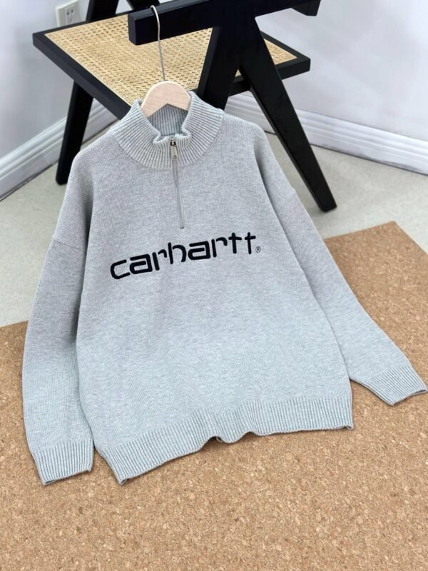 car-hat stand collar knitted sweatshirt - Image 4